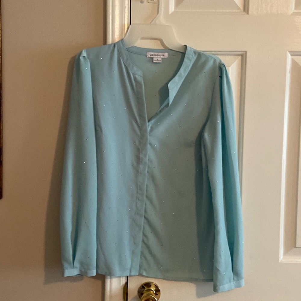 Light green blouse/ celery color pretty sparkly detail